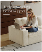 Cloud Modular Sectional Sofa, Oversized Sectional Couches for Living Room, Cushion Deep Seat Sofa Set, Corduroy L Shaped Couch with 1 Ottoman (Beige)