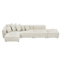 Soft Corduroy Sectional Modular Sofa 4 Piece Set, Small L-Shaped Chaise Couch for Living Room, Apartment, Office, Beige - Groovy Boardz