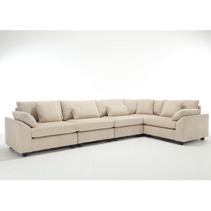 {NEW ARRIVAL} {VIDEO provided} Oversized Modular Sectional Sofa, Convertible Sectional Sofa, Corduroy for Living Room,  Beige