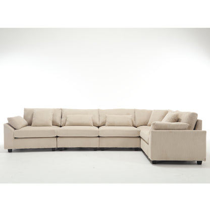 {NEW ARRIVAL} {VIDEO provided} Oversized Modular Sectional Sofa, Convertible Sectional Sofa, Corduroy for Living Room,  Beige
