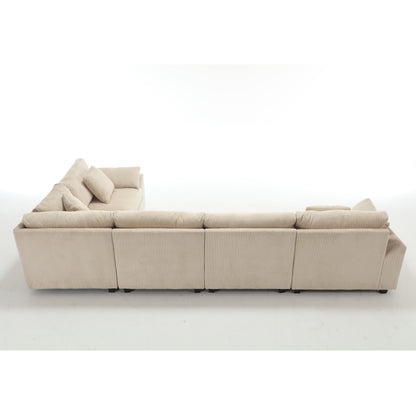 {NEW ARRIVAL} {VIDEO provided} Oversized Modular Sectional Sofa, Convertible Sectional Sofa, Corduroy for Living Room,  Beige