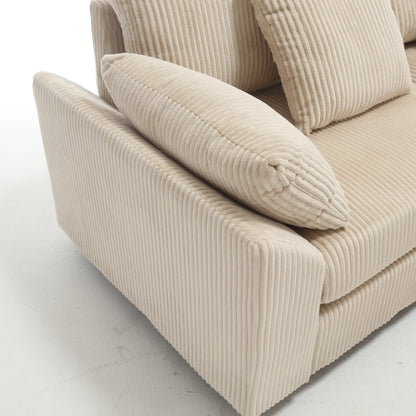 {NEW ARRIVAL} {VIDEO provided} Oversized Modular Sectional Sofa, Convertible Sectional Sofa, Corduroy for Living Room,  Beige