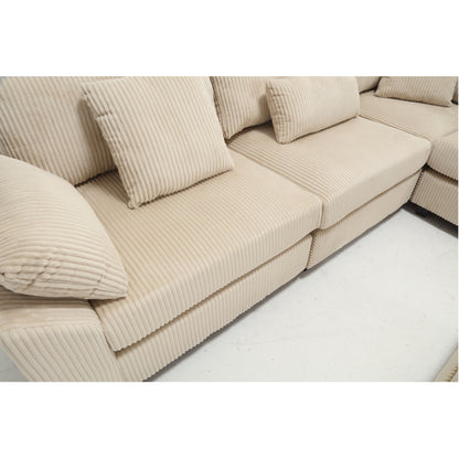 {NEW ARRIVAL} {VIDEO provided} Oversized Modular Sectional Sofa, Convertible Sectional Sofa, Corduroy for Living Room,  Beige