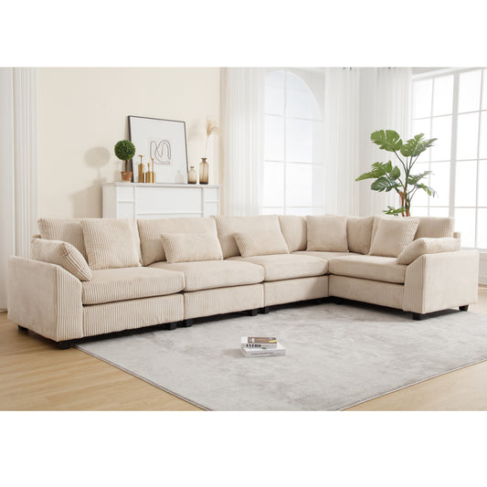 {NEW ARRIVAL} {VIDEO provided} Oversized Modular Sectional Sofa, Convertible Sectional Sofa, Corduroy for Living Room,  Beige