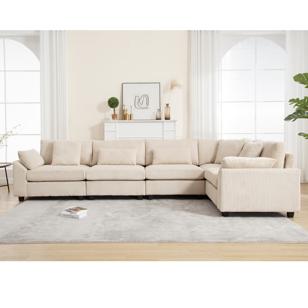{NEW ARRIVAL} {VIDEO provided} Oversized Modular Sectional Sofa, Convertible Sectional Sofa, Corduroy for Living Room,  Beige