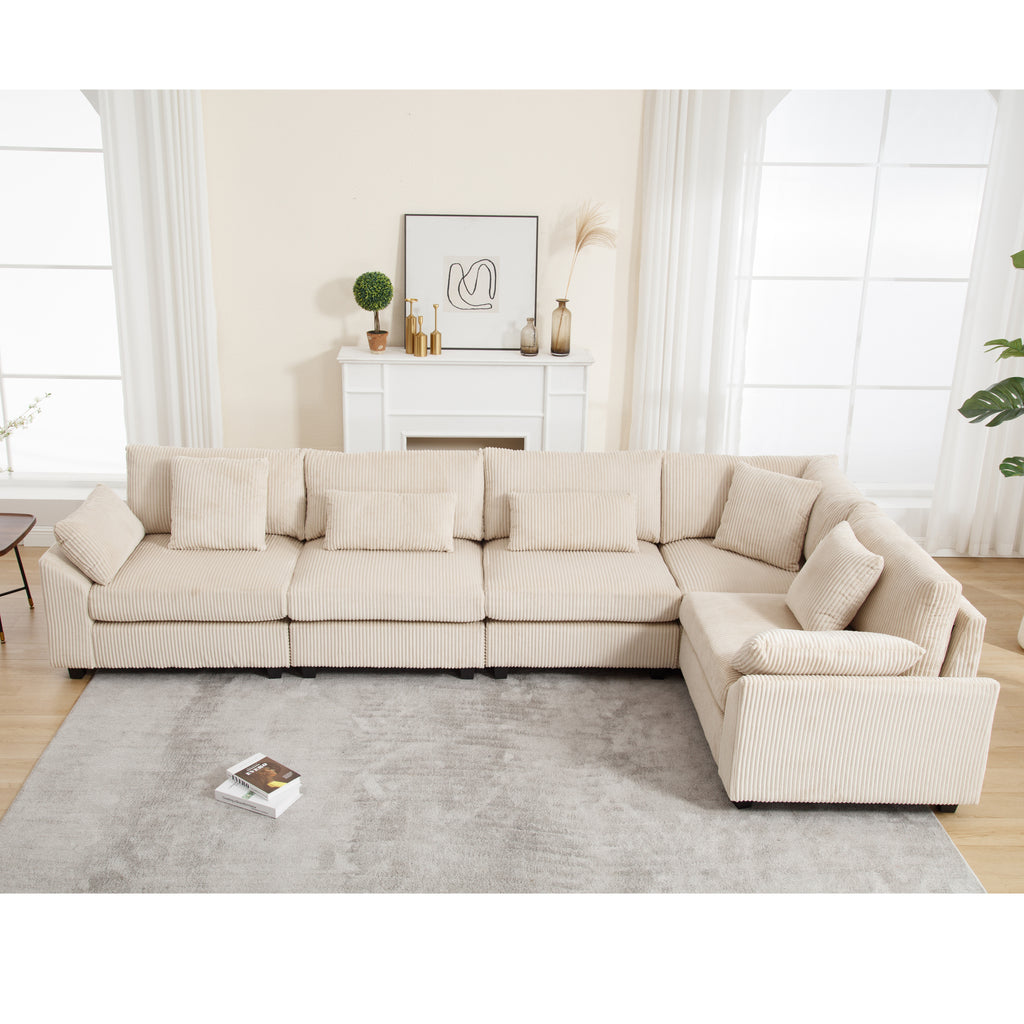 {NEW ARRIVAL} {VIDEO provided} Oversized Modular Sectional Sofa, Convertible Sectional Sofa, Corduroy for Living Room,  Beige