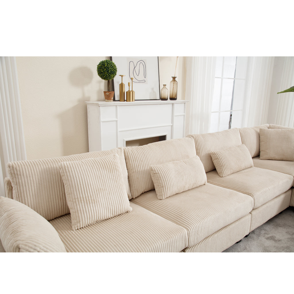 {NEW ARRIVAL} {VIDEO provided} Oversized Modular Sectional Sofa, Convertible Sectional Sofa, Corduroy for Living Room,  Beige