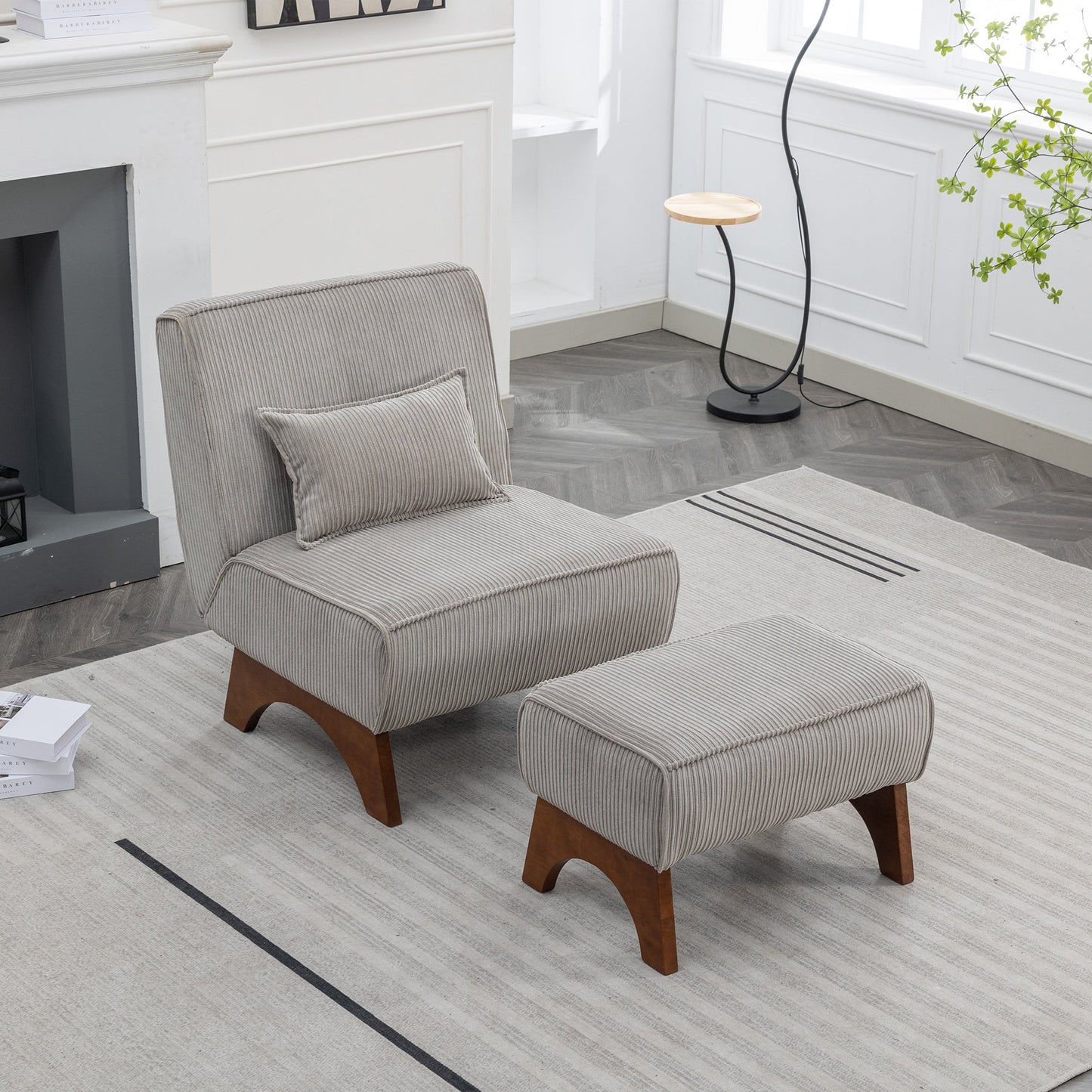 Upholstered Lounge Chair with Ottoman