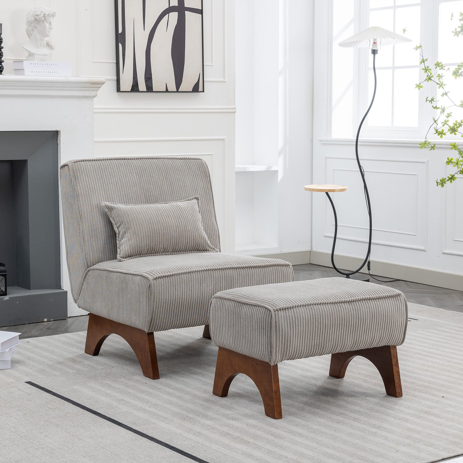 Upholstered Lounge Chair with Ottoman