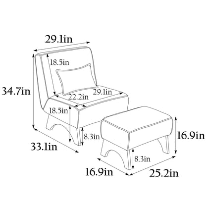 Upholstered Lounge Chair with Ottoman
