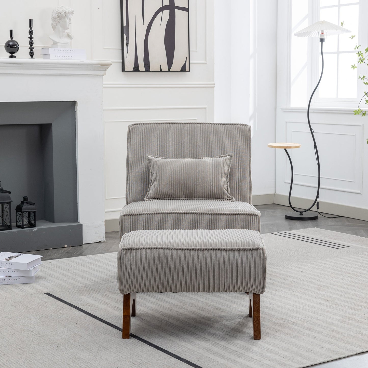 Upholstered Lounge Chair with Ottoman