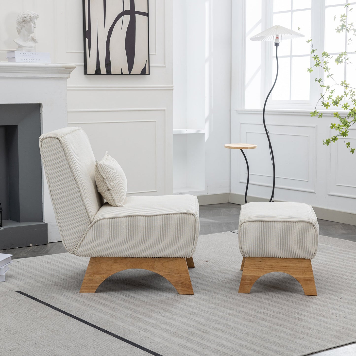 Upholstered Lounge Chair with Ottoman