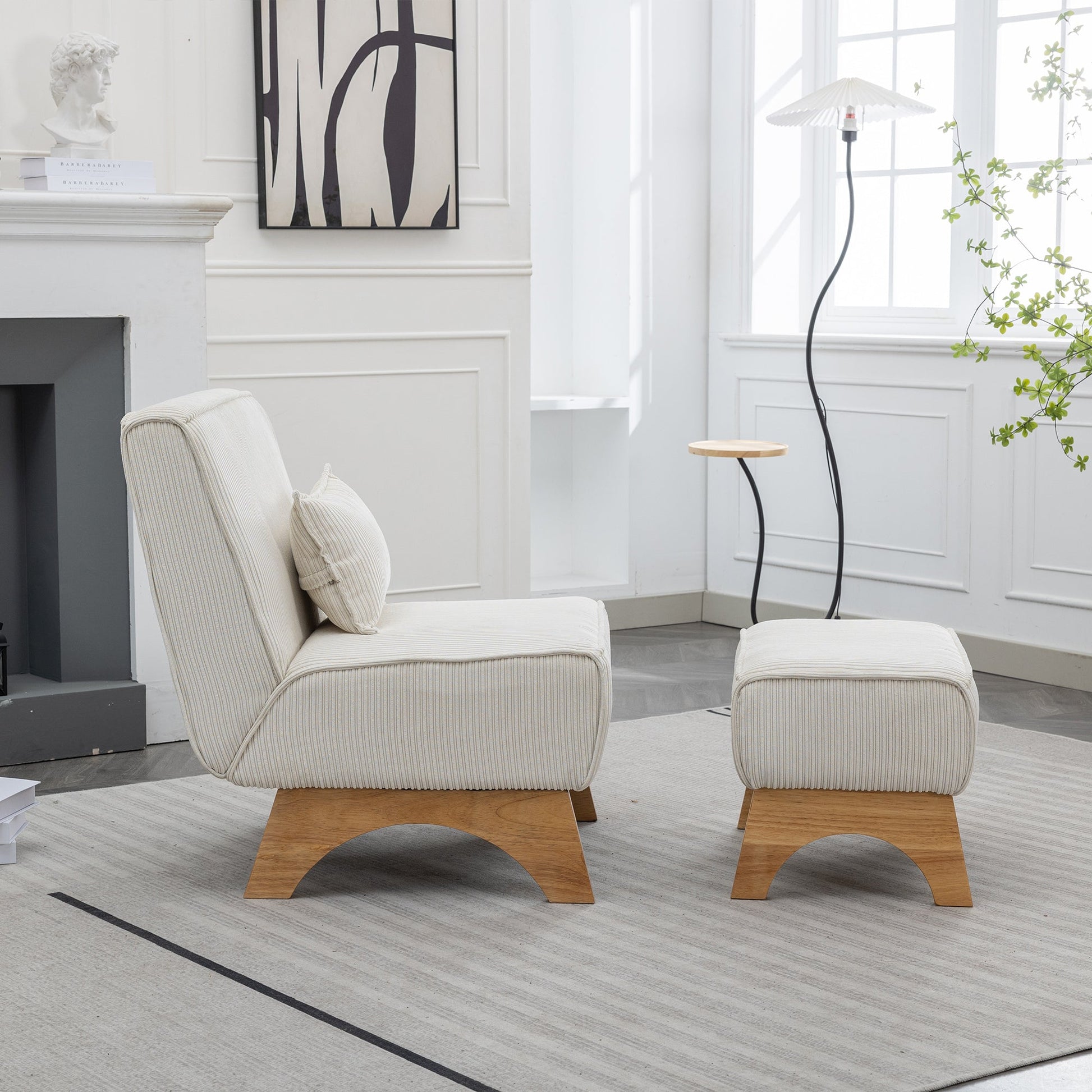 Upholstered Lounge Chair with Ottoman