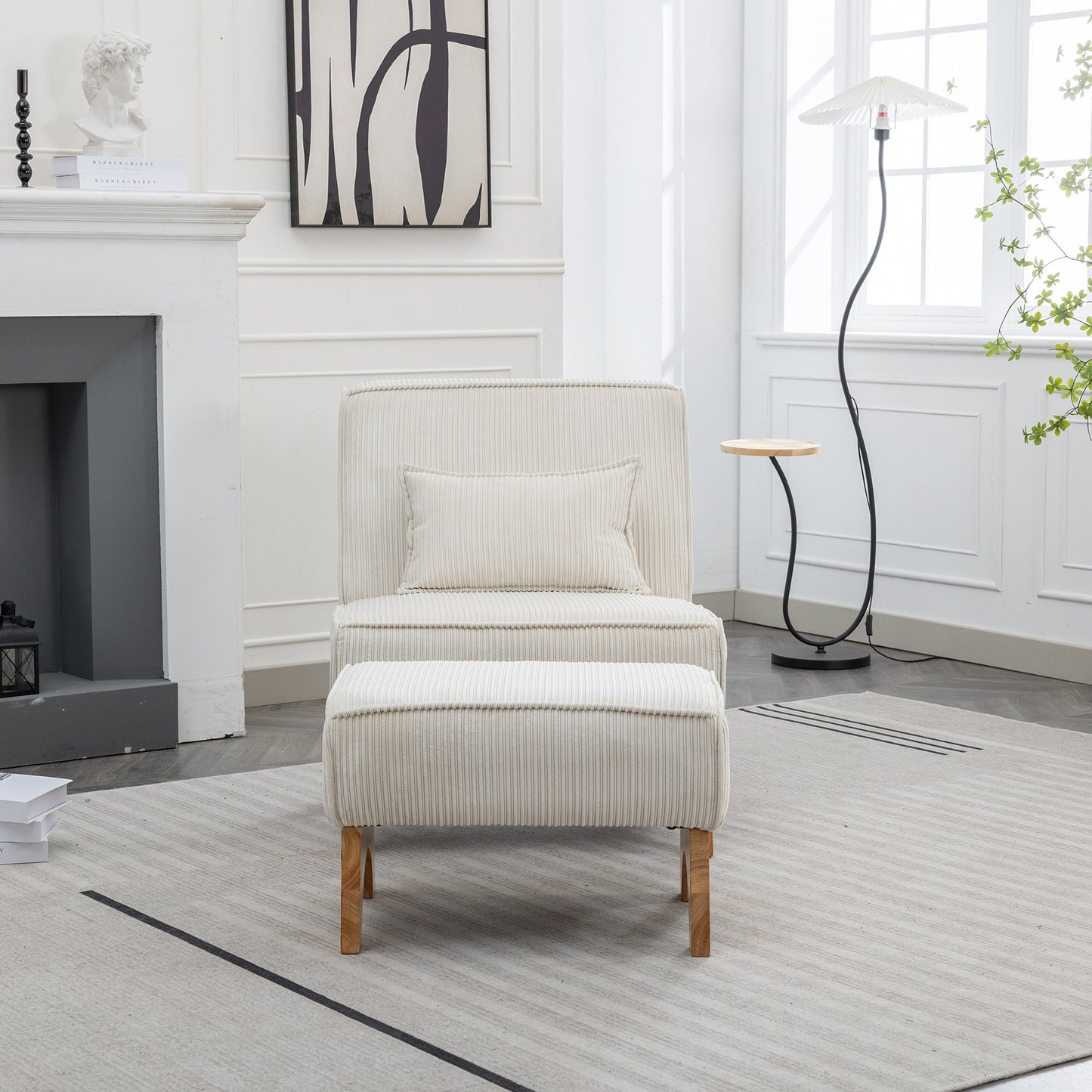 Upholstered Lounge Chair with Ottoman