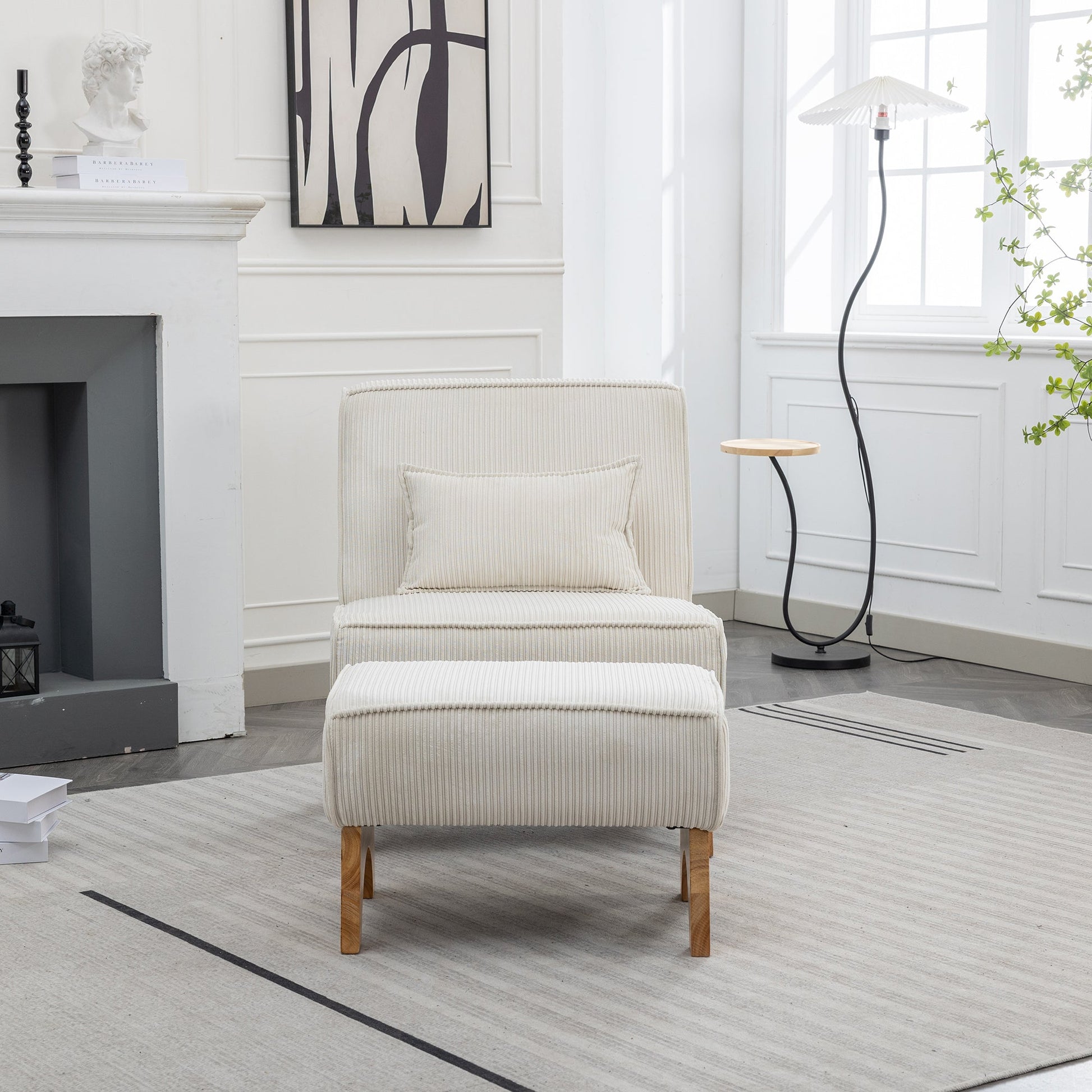 Upholstered Lounge Chair with Ottoman