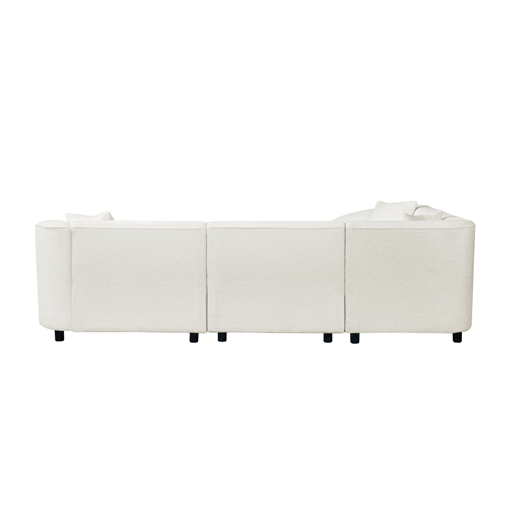 104' L-Shaped Curved Contemporary Sectional Sofa in Beige: Plush 4-Seater, Sculptural Design & Premium Bouclé Upholstery – Modern Luxury for Spacious Living