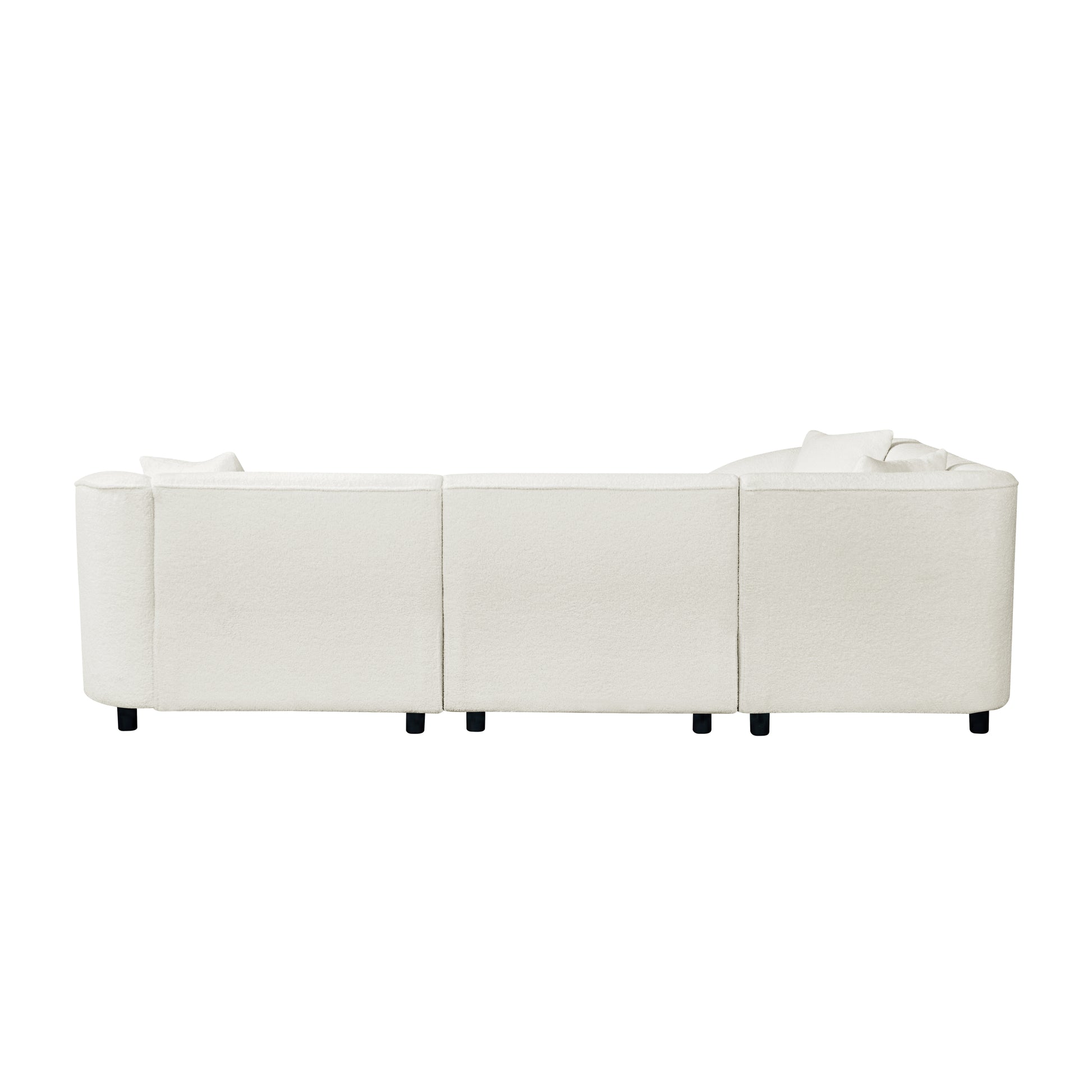 104' L-Shaped Curved Contemporary Sectional Sofa in Beige: Plush 4-Seater, Sculptural Design & Premium Bouclé Upholstery – Modern Luxury for Spacious Living