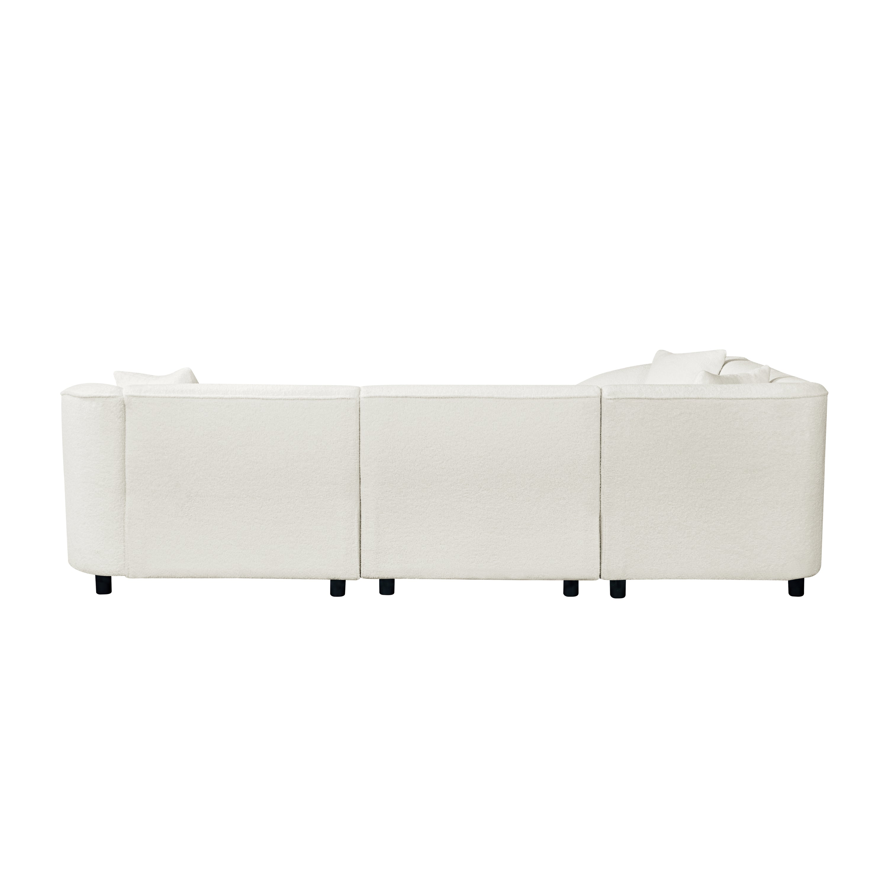 104' L-Shaped Curved Contemporary Sectional Sofa in Beige: Plush 4-Seater, Sculptural Design & Premium Bouclé Upholstery – Modern Luxury for Spacious Living