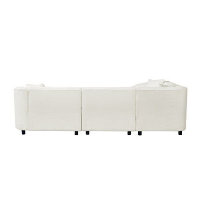 104' L-Shaped Curved Contemporary Sectional Sofa in Beige: Plush 4-Seater, Sculptural Design & Premium Bouclé Upholstery – Modern Luxury for Spacious Living