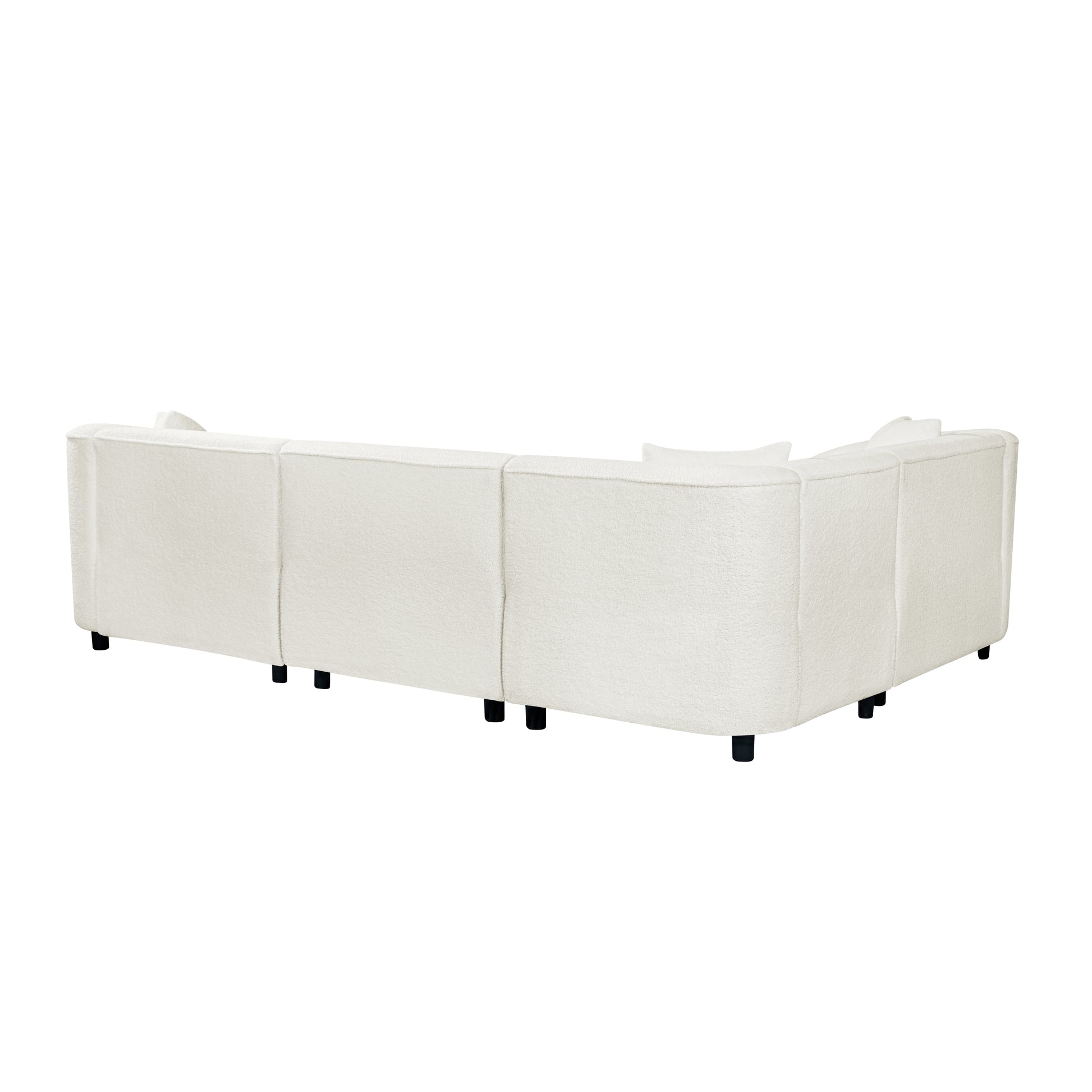 104' L-Shaped Curved Contemporary Sectional Sofa in Beige: Plush 4-Seater, Sculptural Design & Premium Bouclé Upholstery – Modern Luxury for Spacious Living