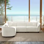 104' L-Shaped Curved Contemporary Sectional Sofa in Beige: Plush 4-Seater, Sculptural Design & Premium Bouclé Upholstery – Modern Luxury for Spacious Living