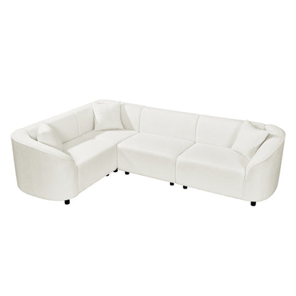 104' L-Shaped Curved Contemporary Sectional Sofa in Beige: Plush 4-Seater, Sculptural Design & Premium Bouclé Upholstery – Modern Luxury for Spacious Living