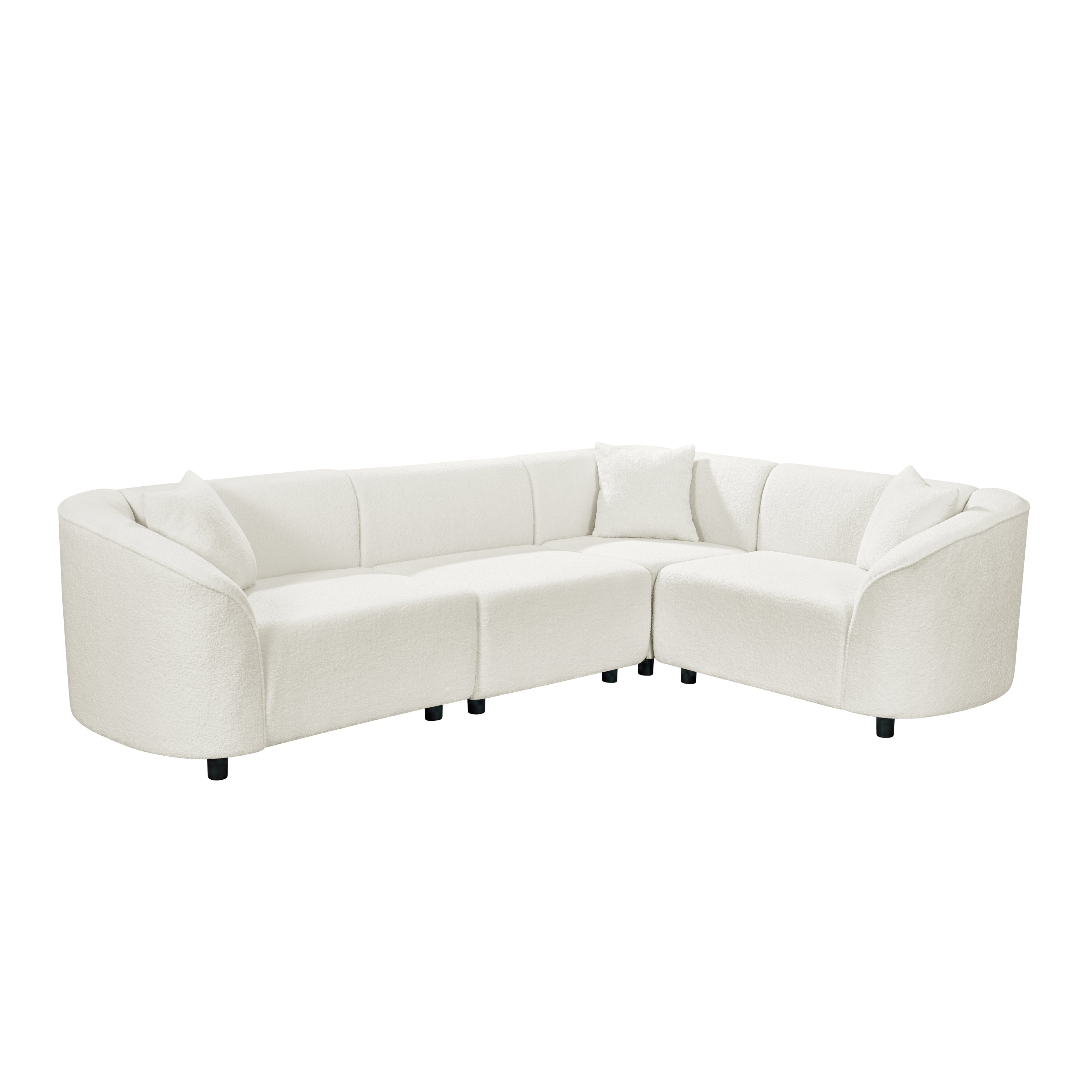 104' L-Shaped Curved Contemporary Sectional Sofa in Beige: Plush 4-Seater, Sculptural Design & Premium Bouclé Upholstery – Modern Luxury for Spacious Living