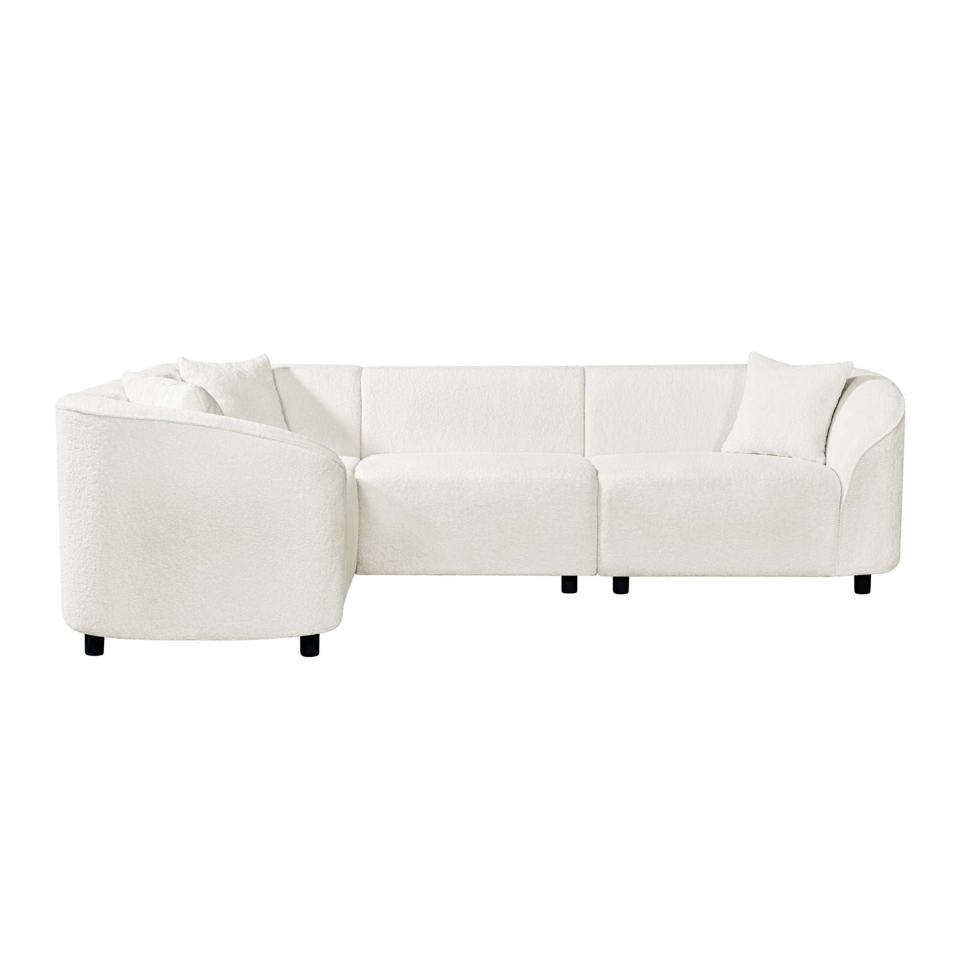 104' L-Shaped Curved Contemporary Sectional Sofa in Beige: Plush 4-Seater, Sculptural Design & Premium Bouclé Upholstery – Modern Luxury for Spacious Living