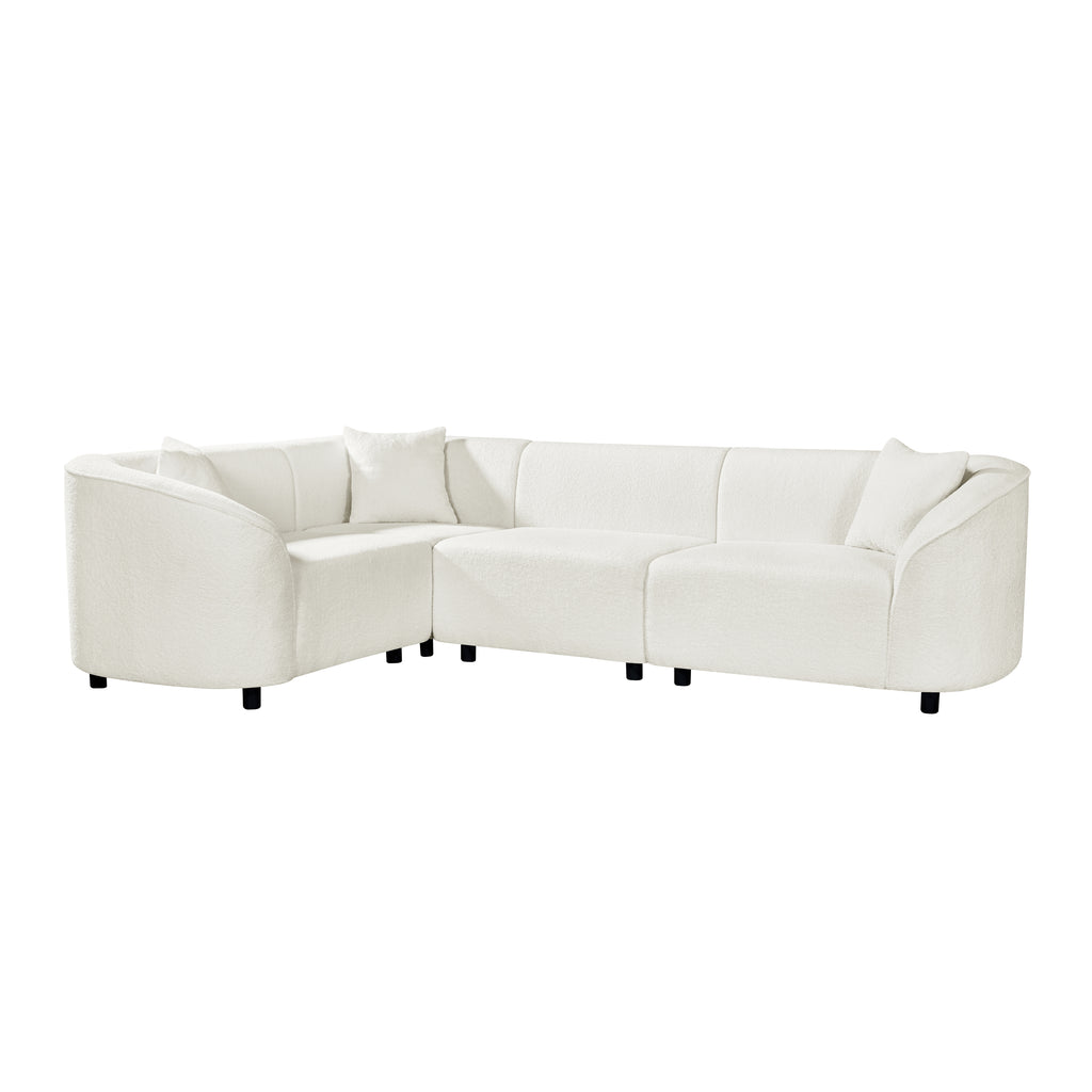 104' L-Shaped Curved Contemporary Sectional Sofa in Beige: Plush 4-Seater, Sculptural Design & Premium Bouclé Upholstery – Modern Luxury for Spacious Living