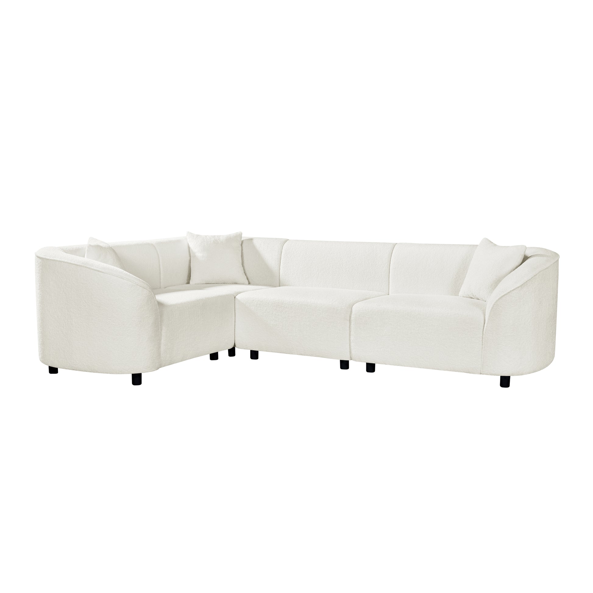 104' L-Shaped Curved Contemporary Sectional Sofa in Beige: Plush 4-Seater, Sculptural Design & Premium Bouclé Upholstery – Modern Luxury for Spacious Living