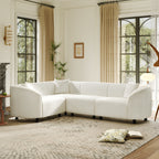 104' L-Shaped Curved Contemporary Sectional Sofa in Beige: Plush 4-Seater, Sculptural Design & Premium Bouclé Upholstery – Modern Luxury for Spacious Living