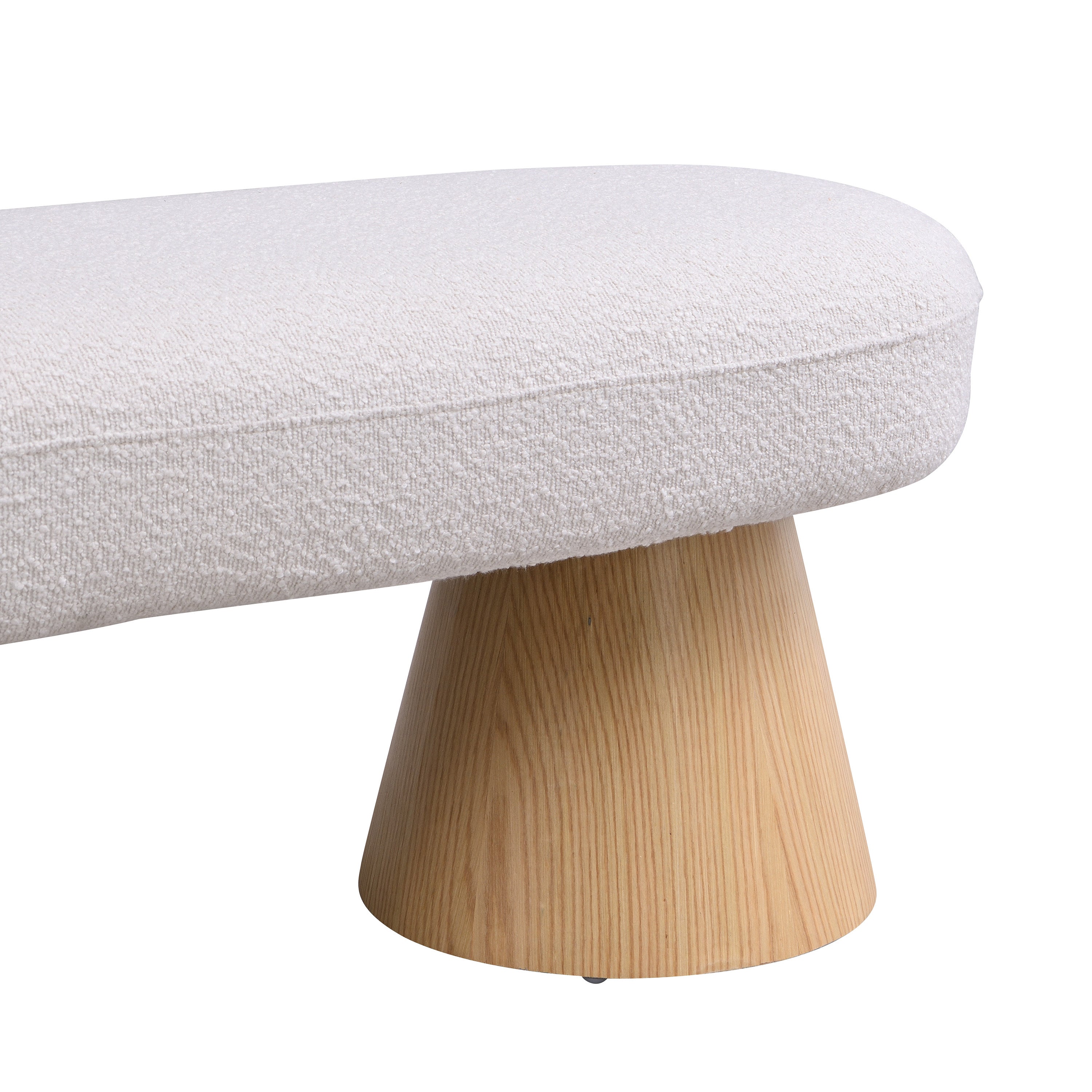 Dining Bench for Dining Room, Upholstered Bedroom End of Bed Entryway Bench Fabric Ottoman for Living Room, Beige Stool Top Wood Leg 300 LBS Weight Capacity