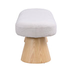 Dining Bench for Dining Room, Upholstered Bedroom End of Bed Entryway Bench Fabric Ottoman for Living Room, Beige Stool Top Wood Leg 300 LBS Weight Capacity