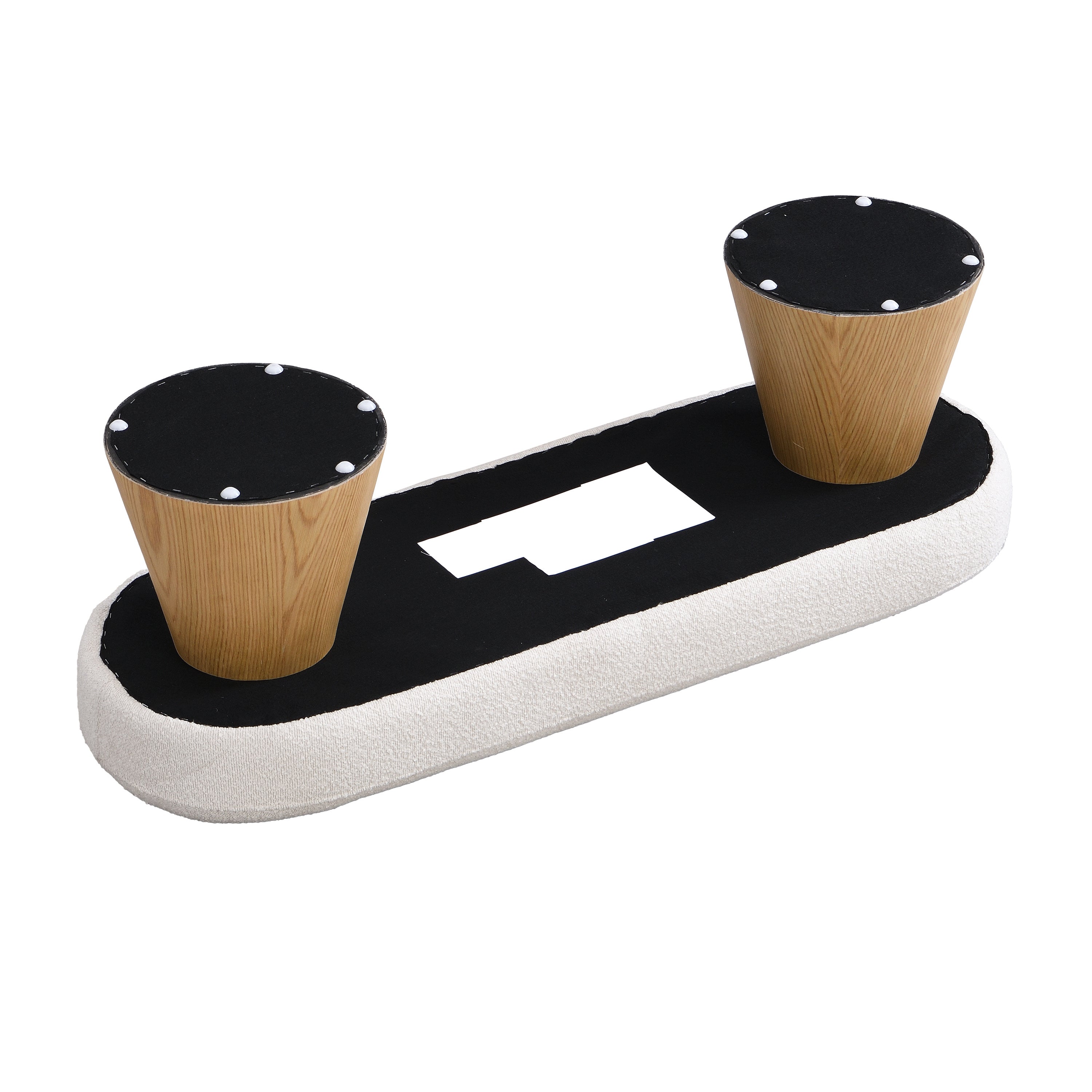 Dining Bench for Dining Room, Upholstered Bedroom End of Bed Entryway Bench Fabric Ottoman for Living Room, Beige Stool Top Wood Leg 300 LBS Weight Capacity