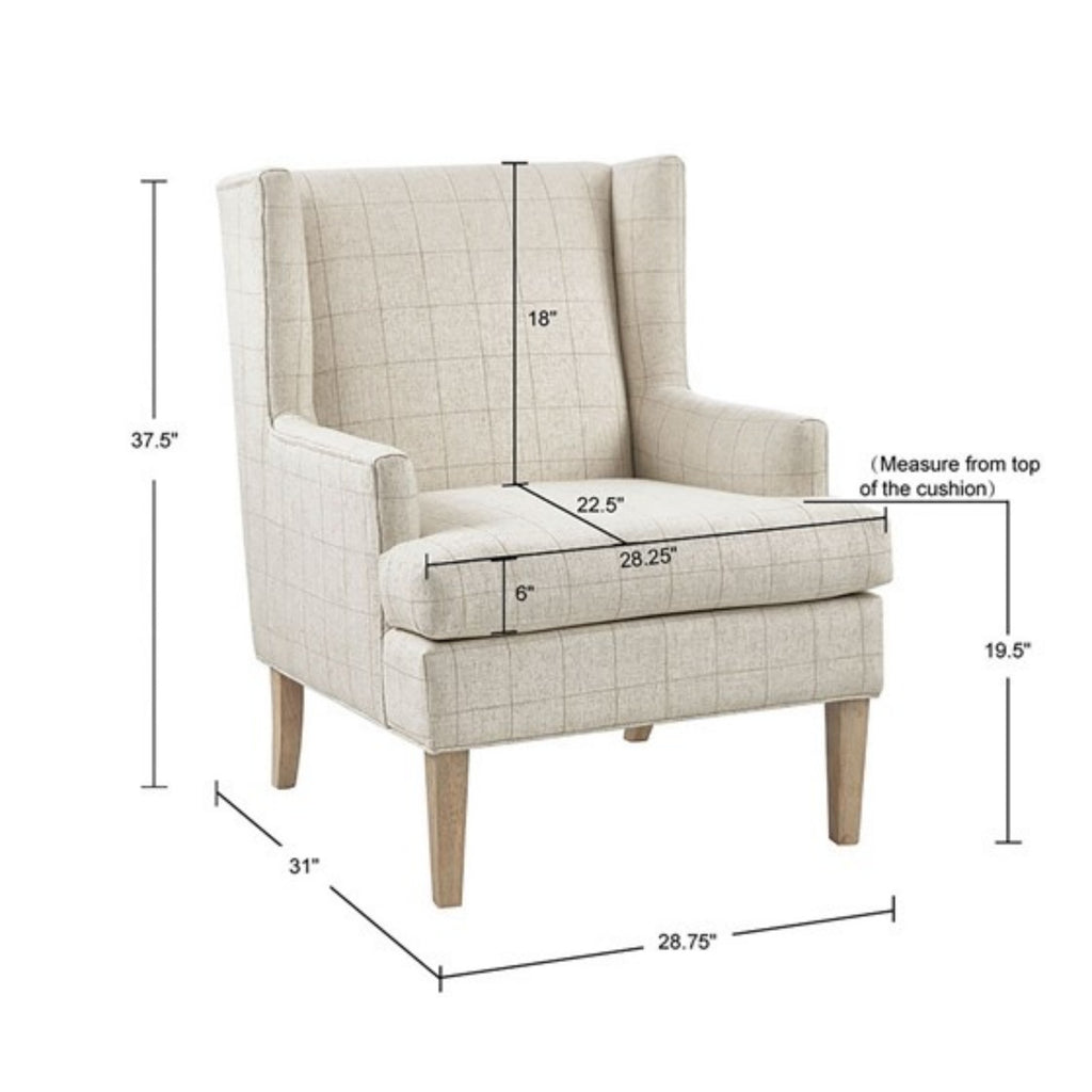 Farmhouse Style Accent Chair in Beige Upholstery with Solid Wood Frame and Legs Accent Chair