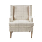 Farmhouse Style Accent Chair in Beige Upholstery with Solid Wood Frame and Legs Accent Chair