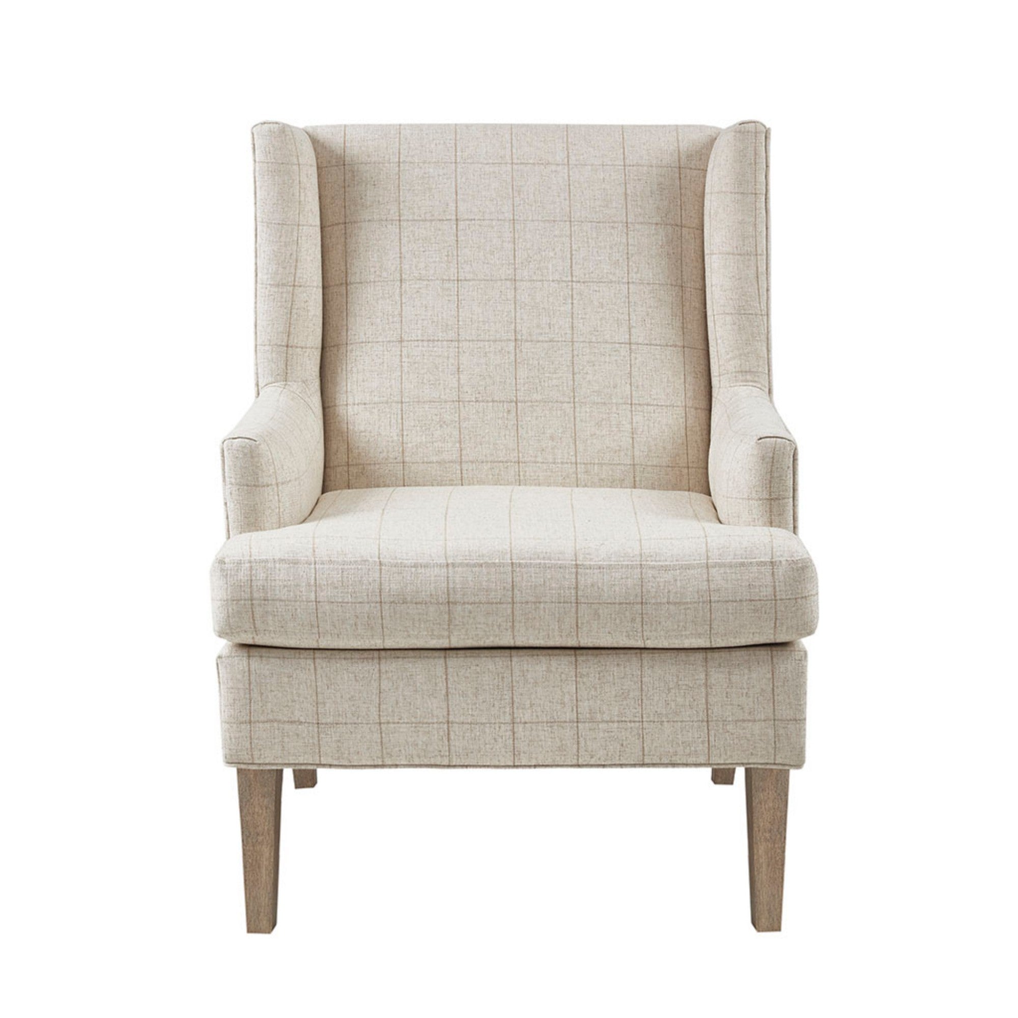 Farmhouse Style Accent Chair in Beige Upholstery with Solid Wood Frame and Legs Accent Chair