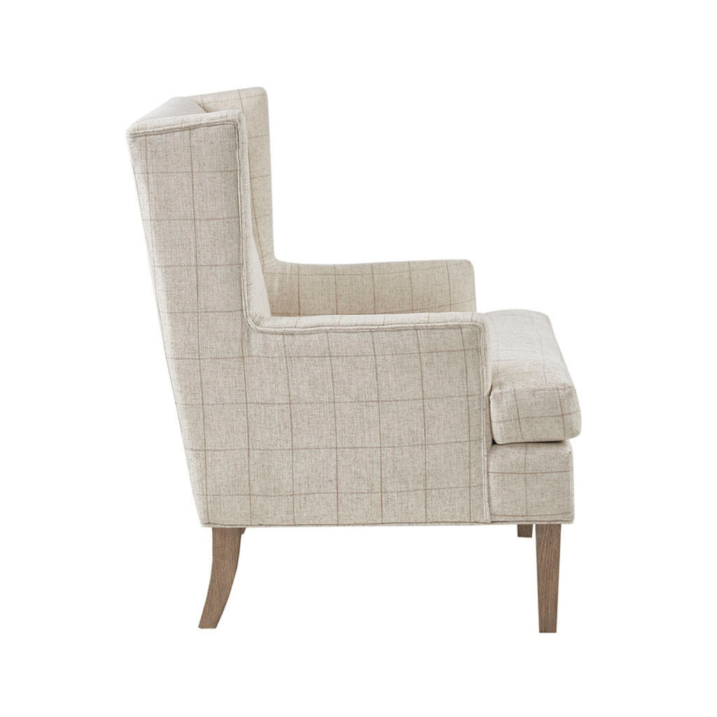 Farmhouse Style Accent Chair in Beige Upholstery with Solid Wood Frame and Legs Accent Chair