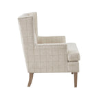 Farmhouse Style Accent Chair in Beige Upholstery with Solid Wood Frame and Legs Accent Chair