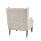 Farmhouse Style Accent Chair in Beige Upholstery with Solid Wood Frame and Legs Accent Chair