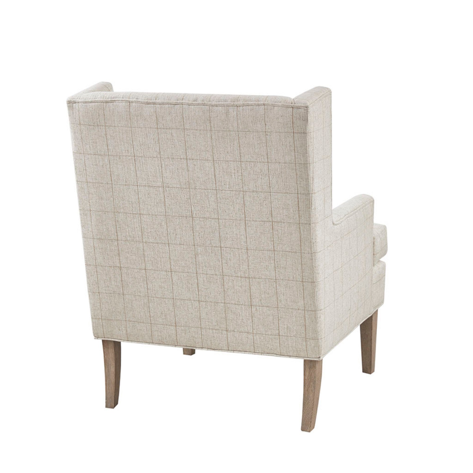 Farmhouse Style Accent Chair in Beige Upholstery with Solid Wood Frame and Legs Accent Chair