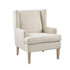 Farmhouse Style Accent Chair in Beige Upholstery with Solid Wood Frame and Legs Accent Chair