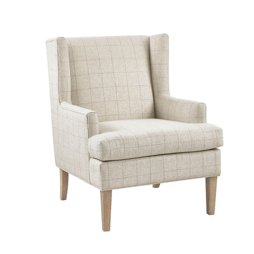 Farmhouse Style Accent Chair in Beige Upholstery with Solid Wood Frame and Legs Accent Chair