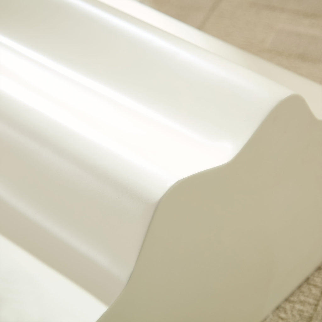 2PCS Set Side Table,Wavy Edges Design Fiberglass Coffee Table for Living Room,Bedroom,Modern Design End Table for Apartment,No Need Assembly