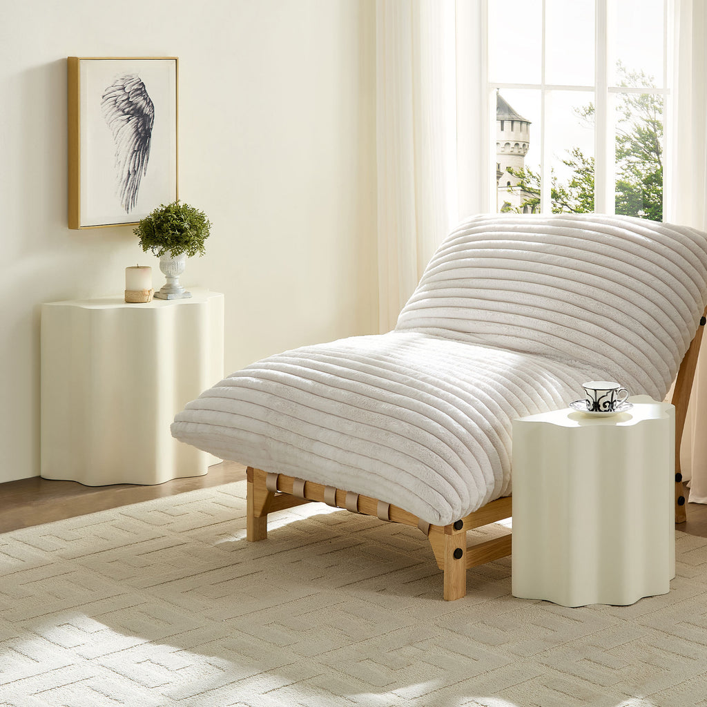 2PCS Set Side Table,Wavy Edges Design Fiberglass Coffee Table for Living Room,Bedroom,Modern Design End Table for Apartment,No Need Assembly