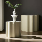 2PCS Set Side Table,Wavy Edges Design Fiberglass Coffee Table for Living Room,Bedroom,Modern Design End Table for Apartment,No Need Assembly