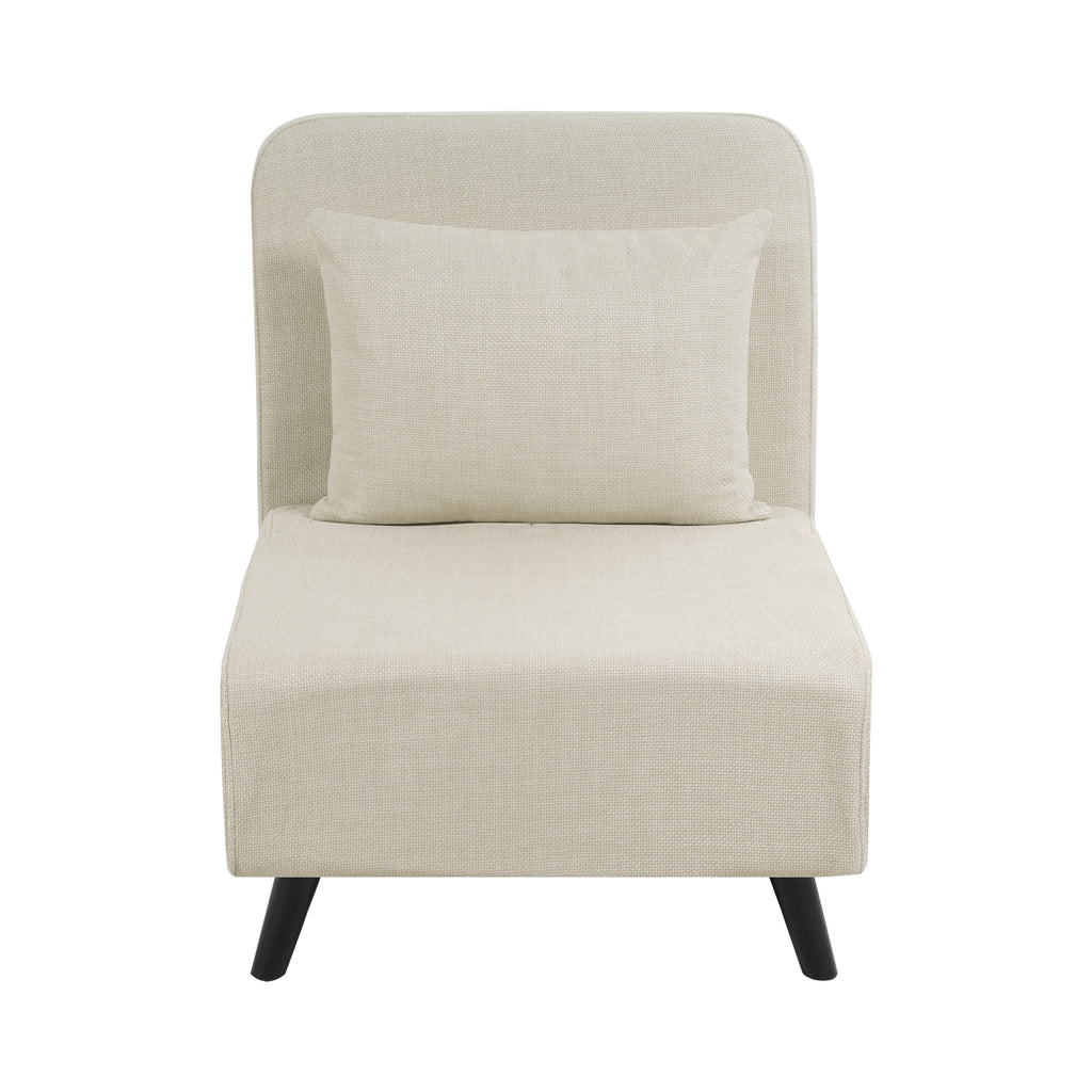 3 in 1 Foldable Linen Chaise Lounge with Adjustable Backrest, Footrest & Detachable Pillow, Convertible Chair Bed, Accent Chair, Small Space Sofa Bed for Living Room, Bedroom and Office, Beige