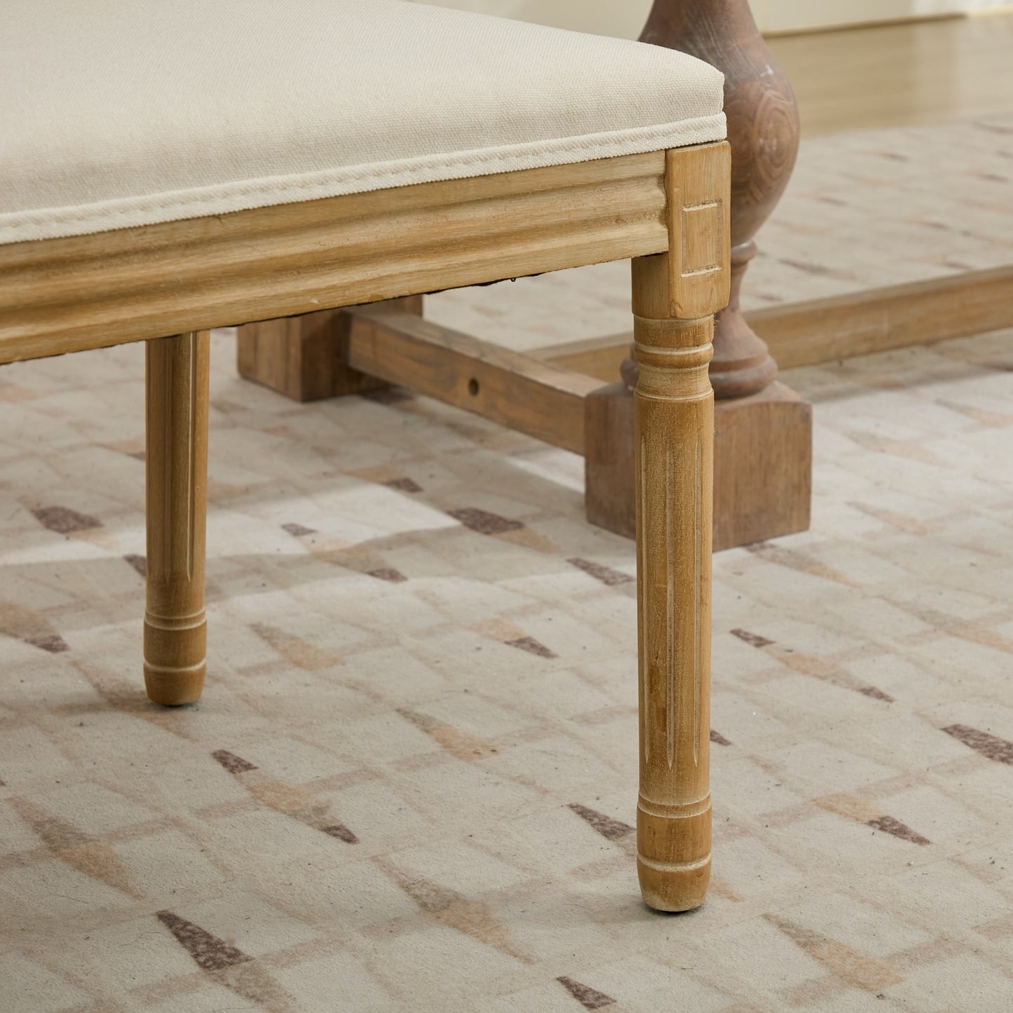 French Decor Chairs Set of 2, Louis Dining Chairs with Square Rattan Backrest and Exquisitely Carved Solid Wood Frame for Living Room, Kitchen, Restaurant,SW1779BG, Beige