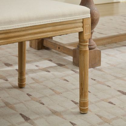 French Decor Chairs Set of 2, Louis Dining Chairs with Square Rattan Backrest and Exquisitely Carved Solid Wood Frame for Living Room, Kitchen, Restaurant,SW1779BG, Beige