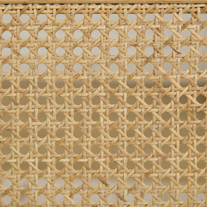 French Decor Chairs Set of 2, Louis Dining Chairs with Square Rattan Backrest and Exquisitely Carved Solid Wood Frame for Living Room, Kitchen, Restaurant,SW1779BG, Beige